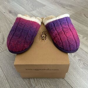 UGG Knit Sweater Slippers in Purple and Pink